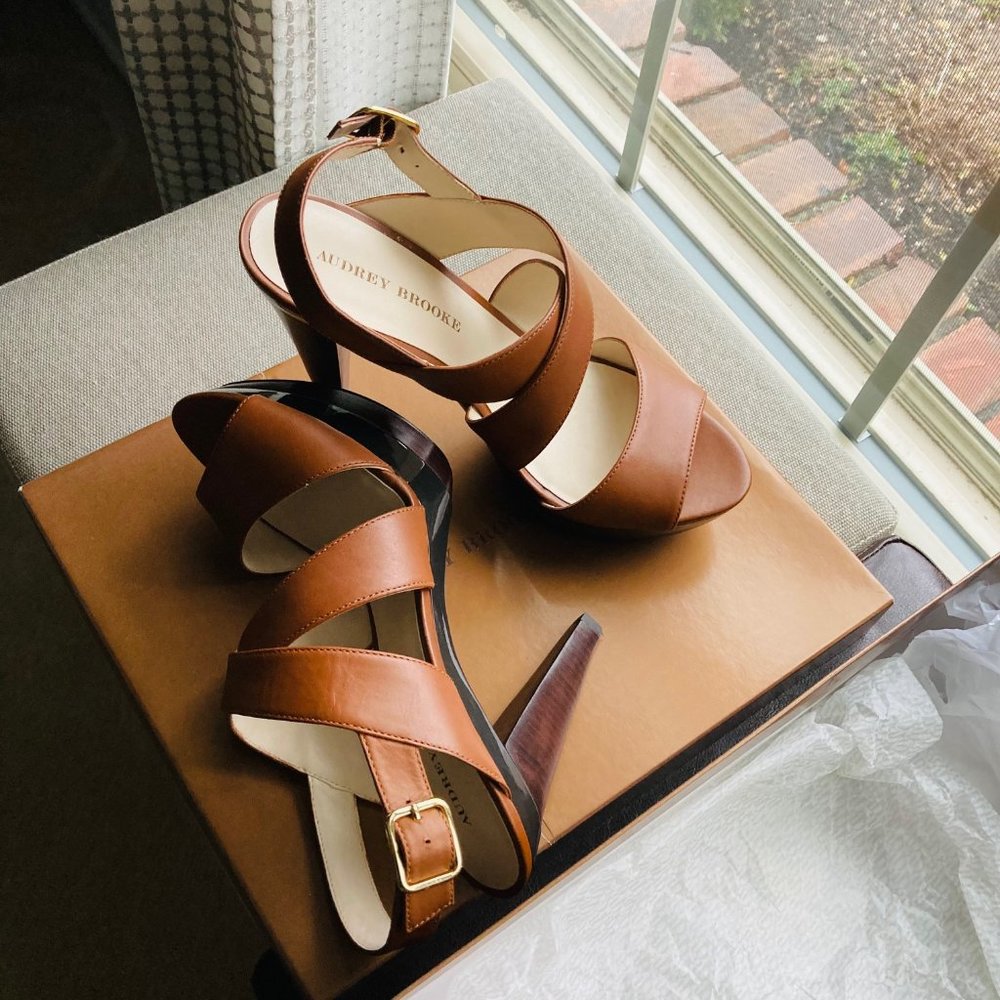 Audrey Brooke Cognac Platform Sandals